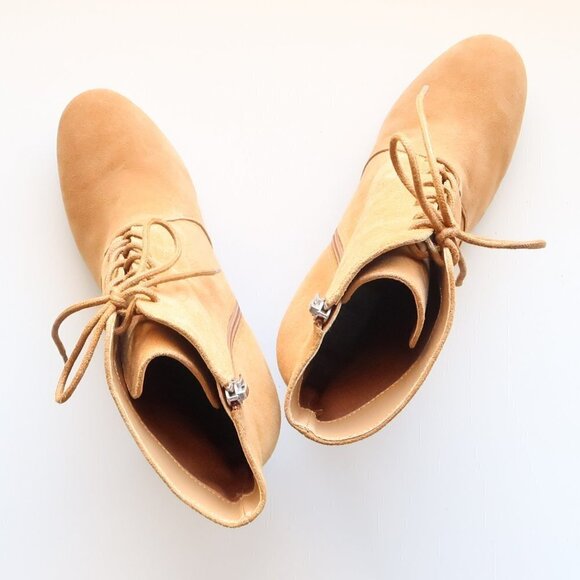 Marc Fisher Suede Leather Block Heel Lace-up Ankle Boots / Booties Size 7.5 - Picture 13 of 16